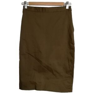 𝅺MOSCHINO CHEAP Classic Kaki Straigth Stretchy Cotton Knee Length Skirt Size 4